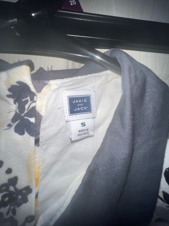 Girls Floral Sunshine ave Rose Parade Peter Pan Collar Dress - Yellow & Gray - Picture 3 of 3